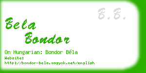 bela bondor business card